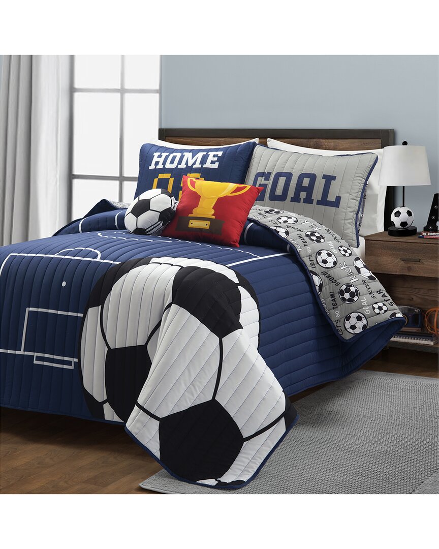 Lush Décor Soccer Game Reversible Oversized Kids' 4pc Quilt Set