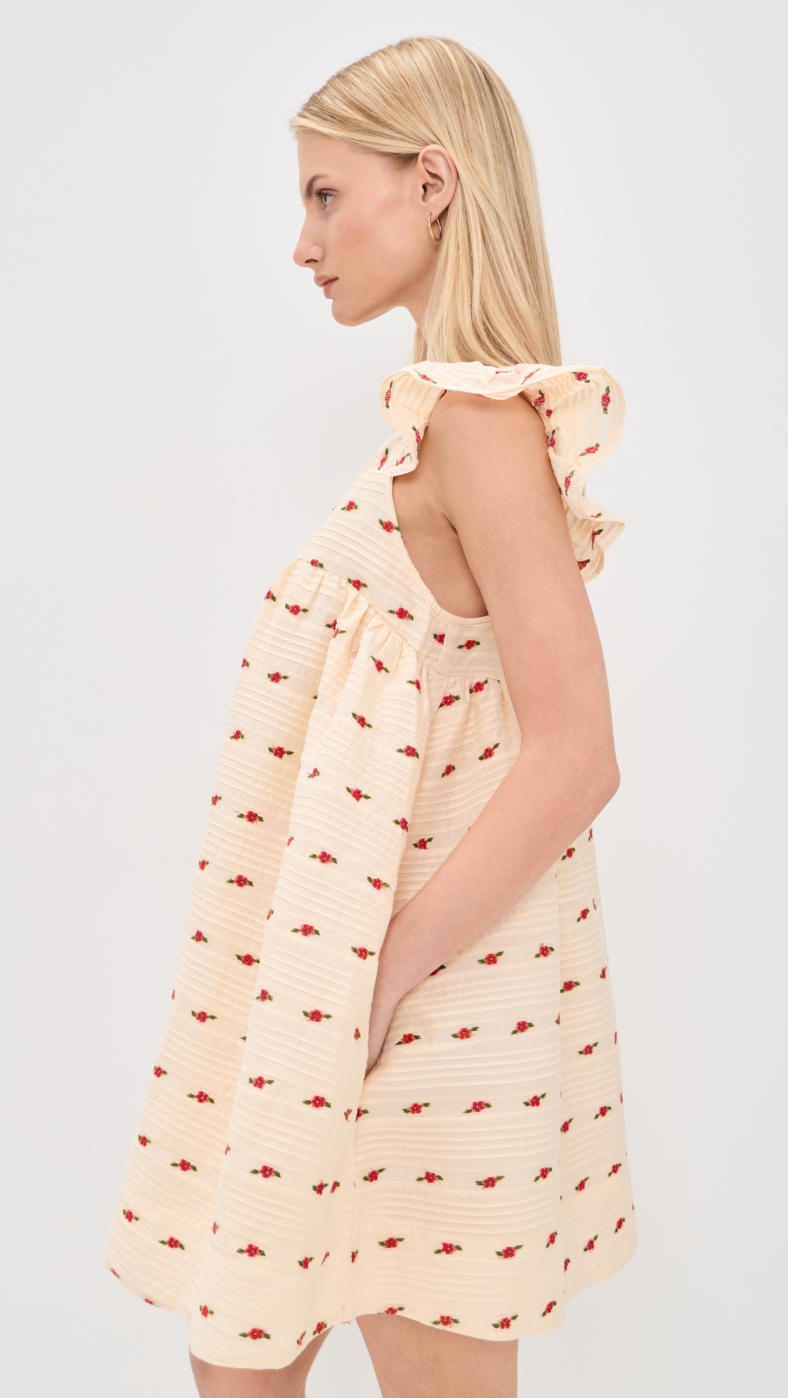 Aster Babydoll Mini Dress White