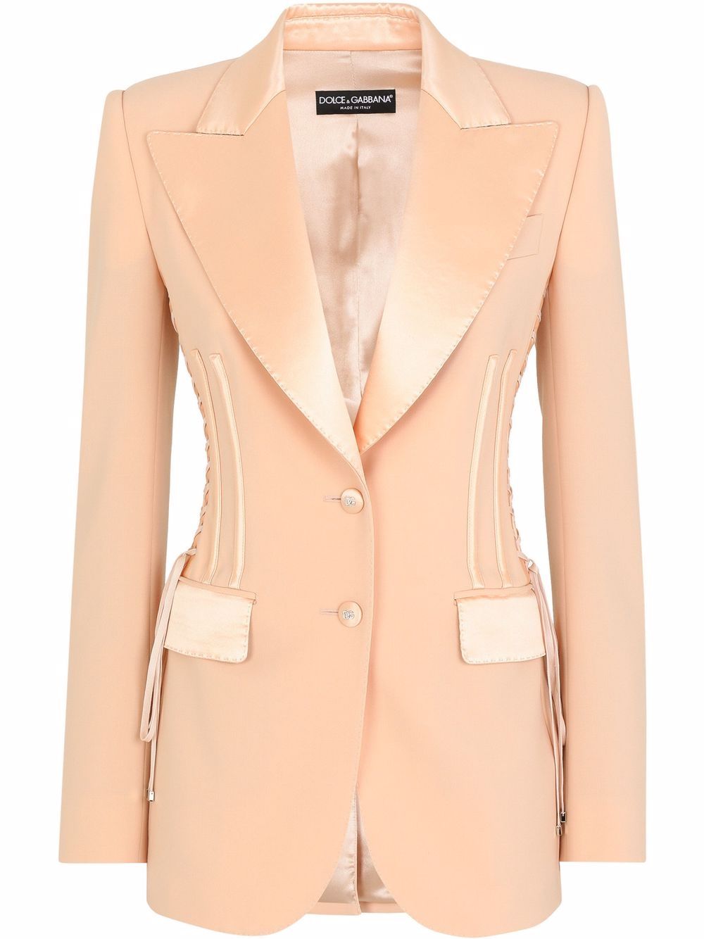 Single-breasted corset-tie blazer - Pink