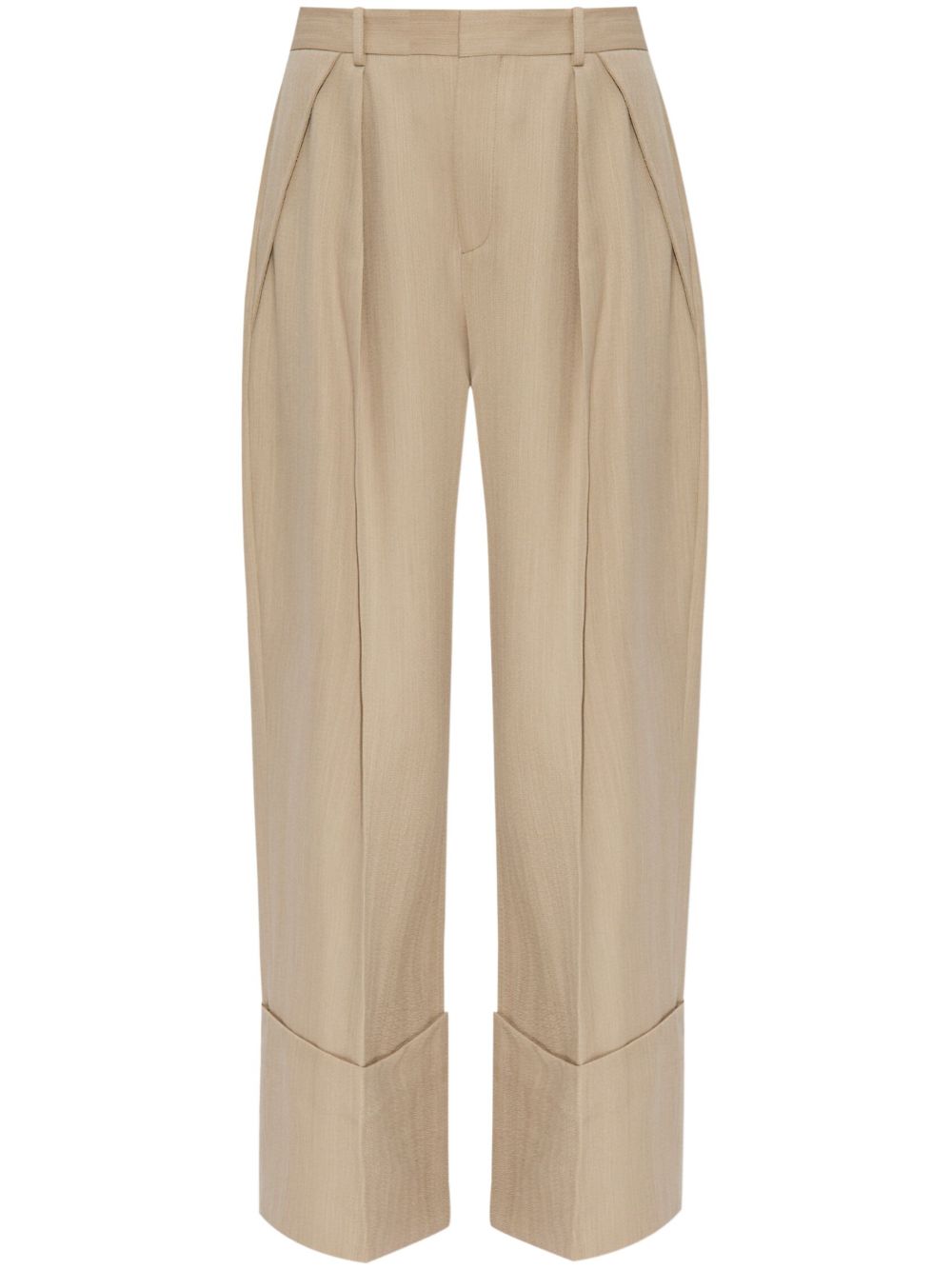 Maxi turn-up pants trousers - Neutrals