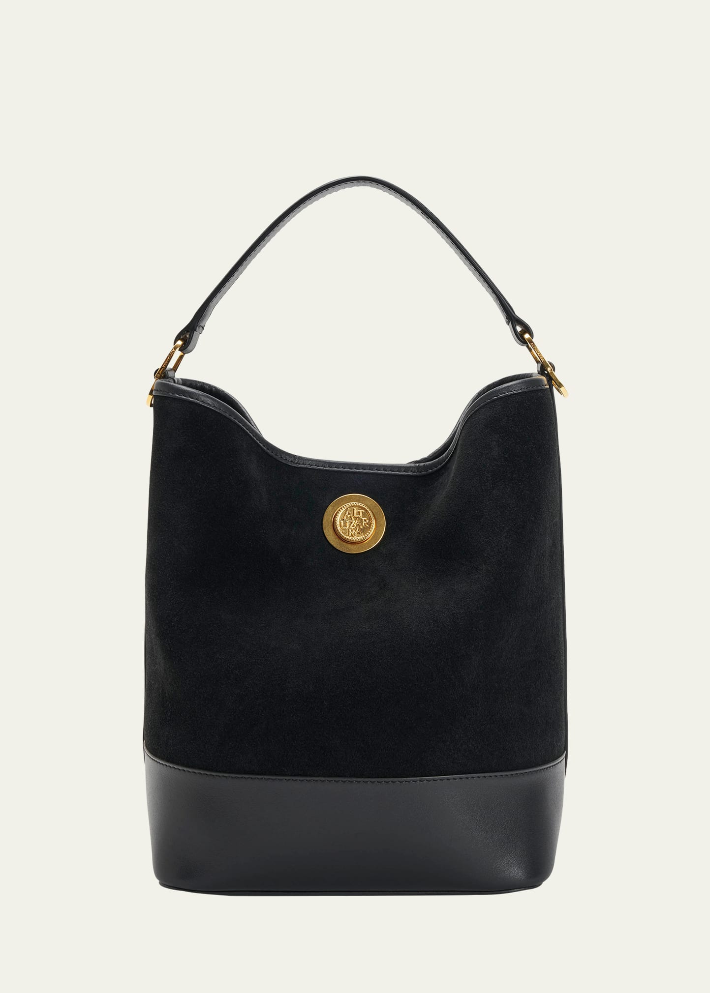 North-South Suede Bucket Bag