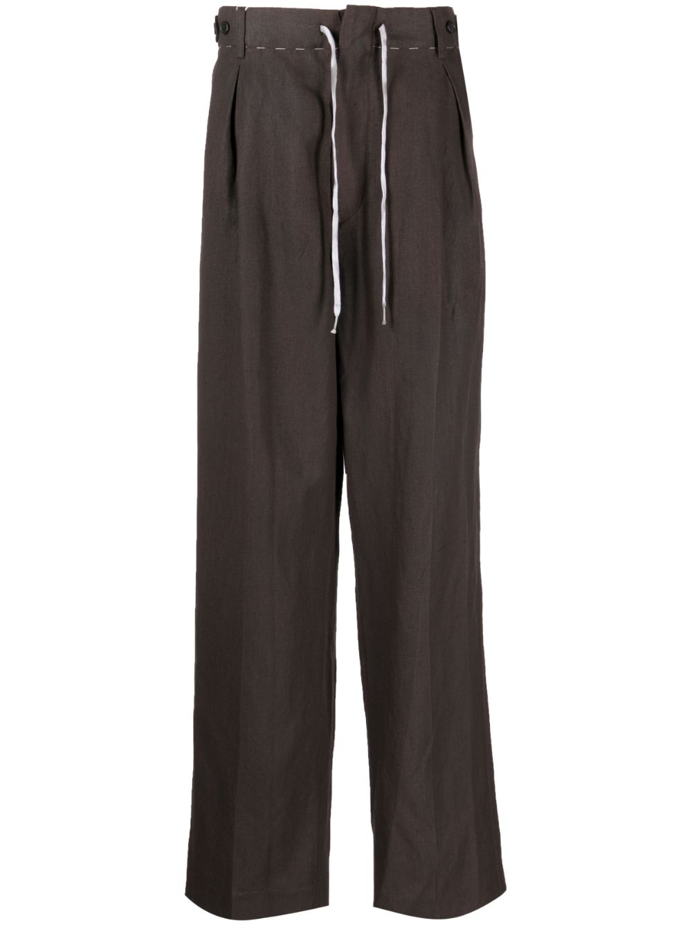 Drawstring straight-leg trousers - Brown