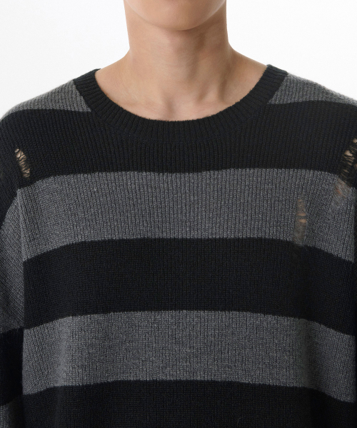 90s Grunge Stripe Crew Neck Knit