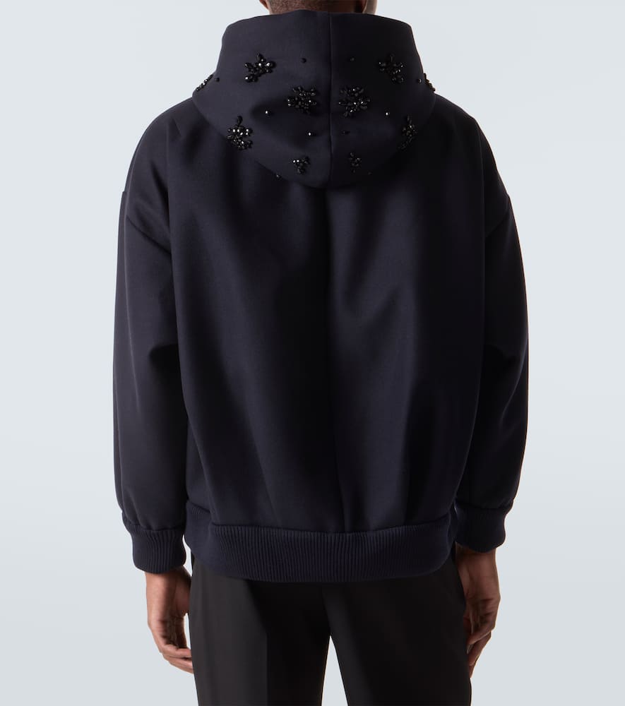 Embellished wool-blend hoodie