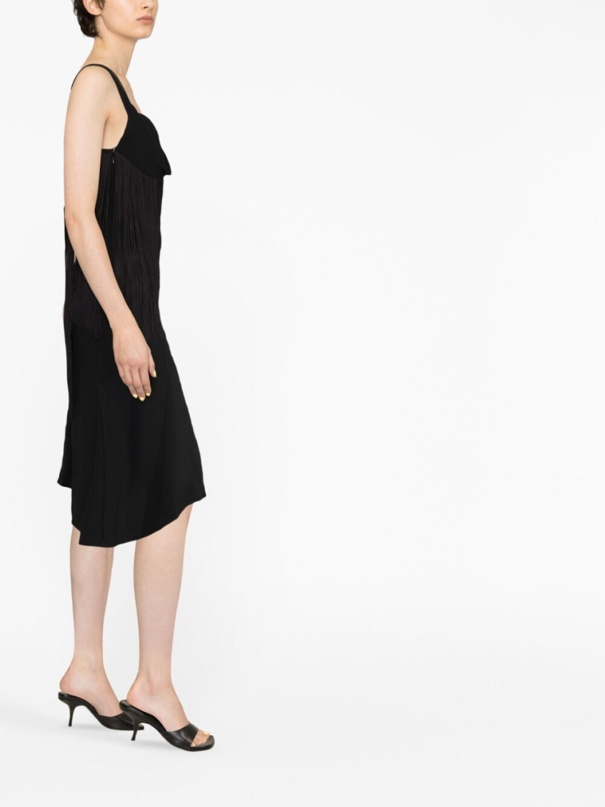 - Asymmetric Fringe Mini Dress
