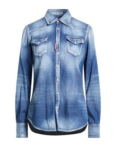 Woman Denim shirt Blue Size 2 Cotton, Elastane