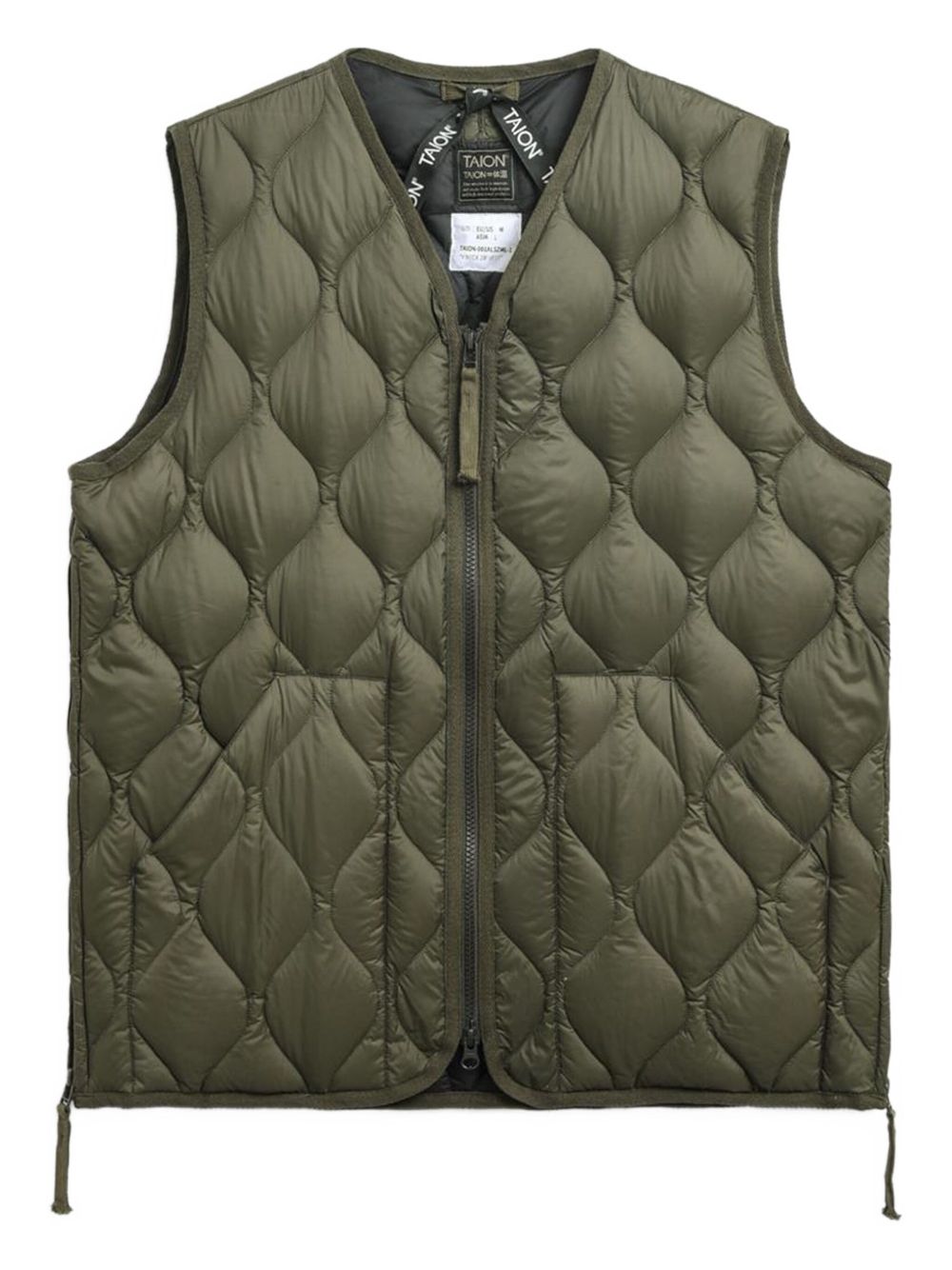 V-neck down gilet - Green
