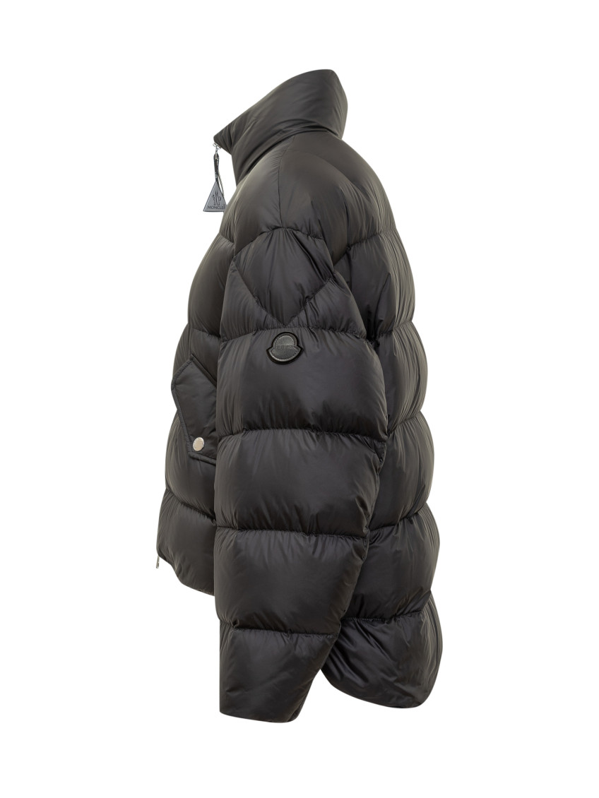 Black Quilted Mock Collar Jacket