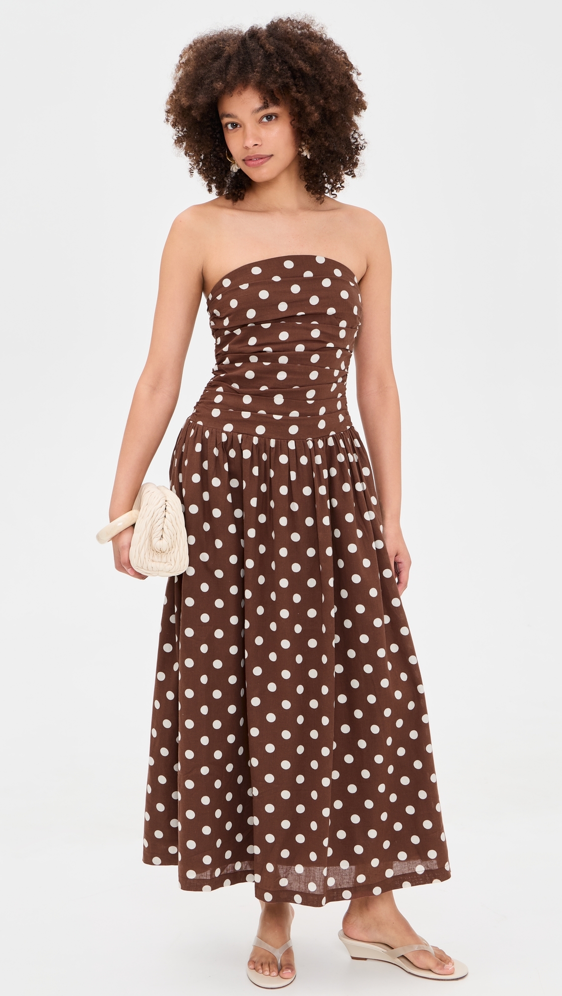 The Reina Maxi Dress Chocolate/Ecru Dot