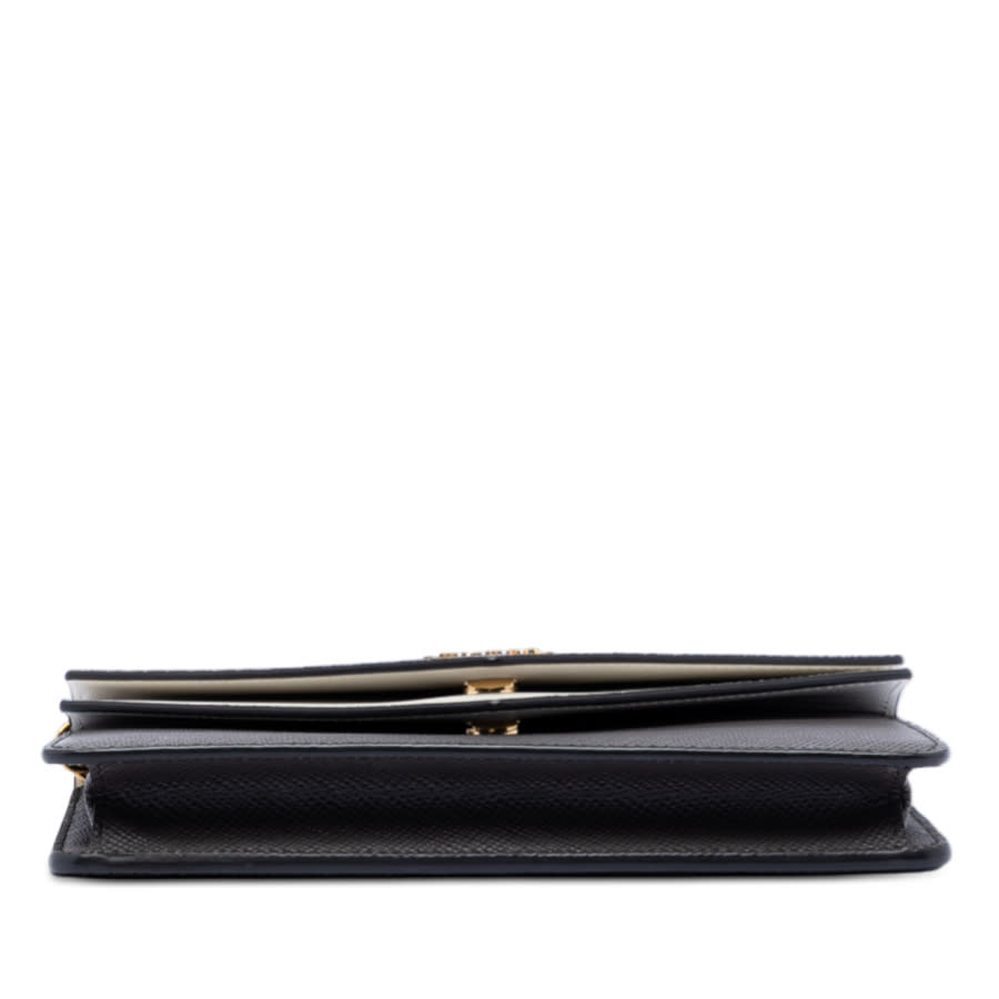 Pre-owned Bicolor Saffiano Lux Envelope Double Flap Wallet on Chain KQCPR0NXDUC0C4VR
