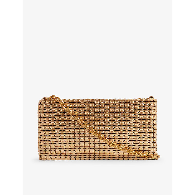 Womens Gold Bailey Bead-embellished Woven Shoulder bag 