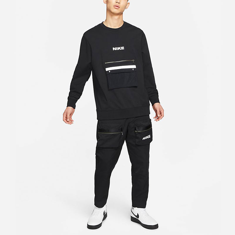 City Made Cargo Logo Casual Sports Long Pants Black