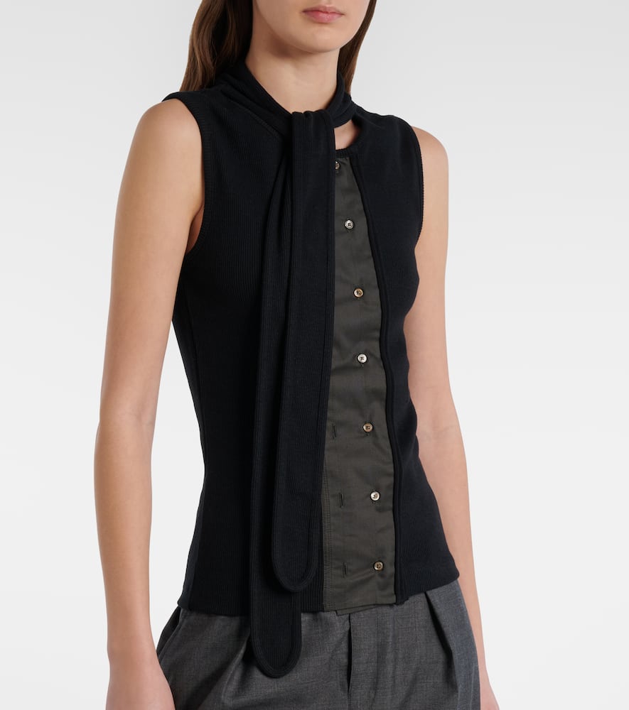 Asymmetric cotton and linen top
