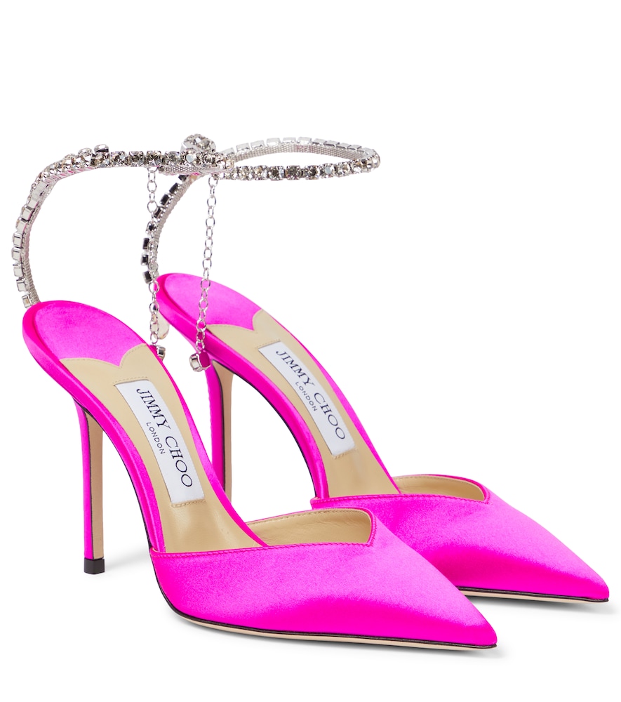 Jimmy Choo Saeda 100 embellished satin pumps