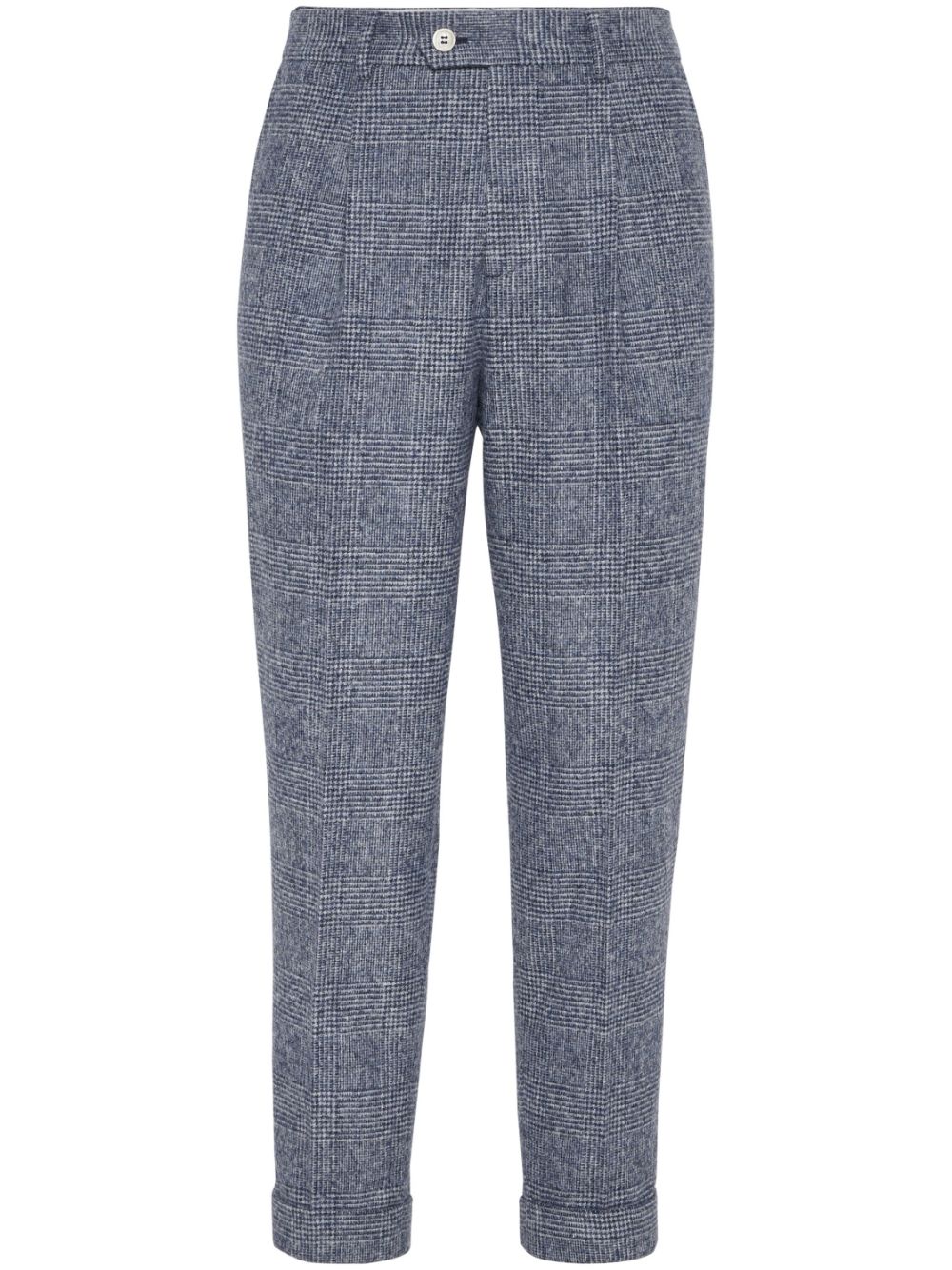 Prince of Wales-check pleated trousers - Blue