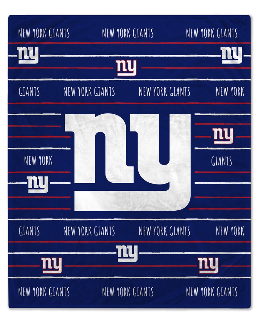 New York Giants Nfl Team Center Stripe Logo Fleece Throw