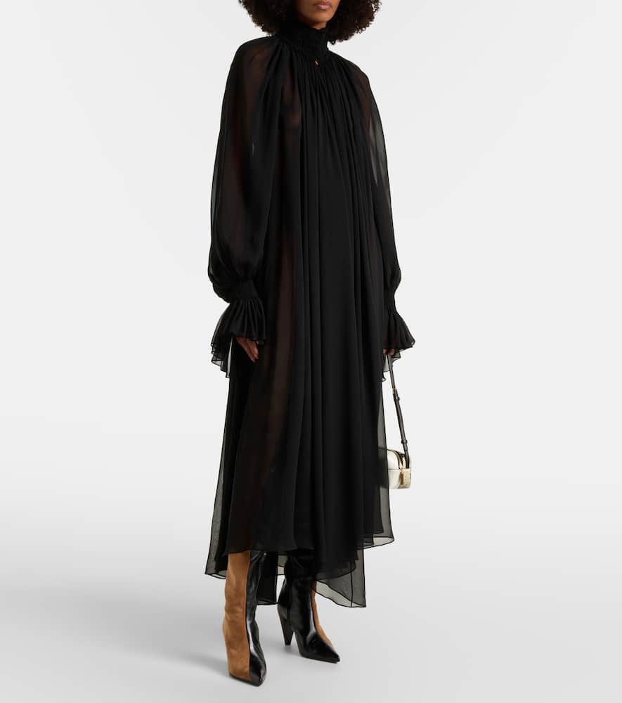 Edgar semi-sheer silk tulle midi dress