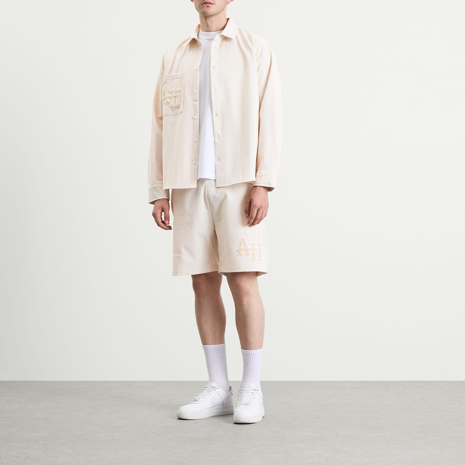 Men's College Seersucker Shorts Beige