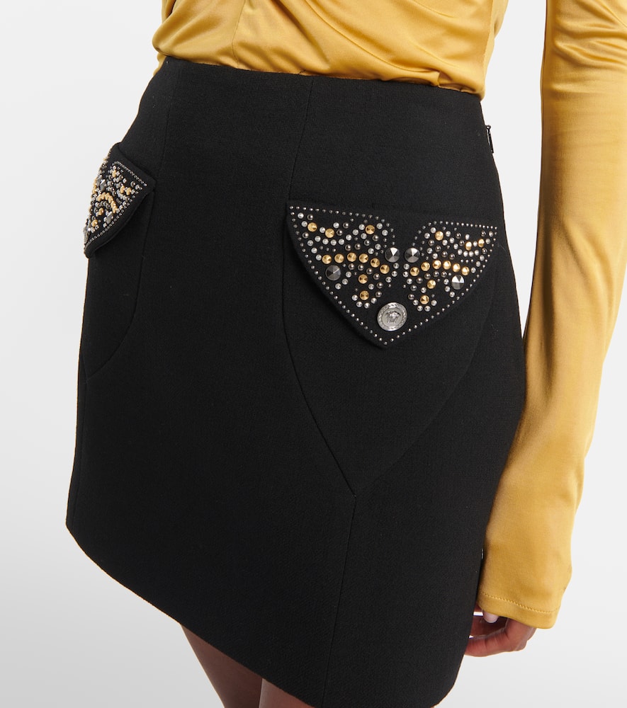 Virgin wool crêpe miniskirt