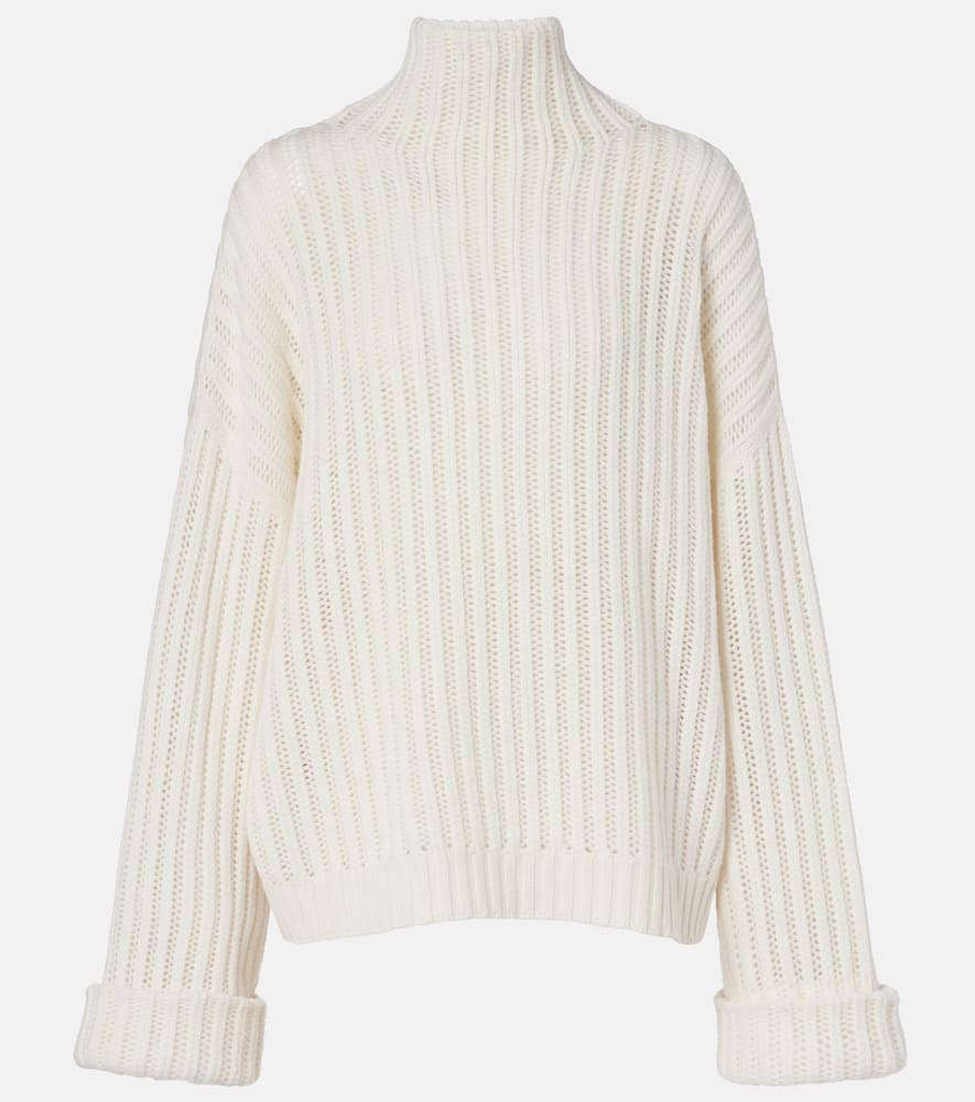 Ribbed-knit cashmere turtleneck sweater