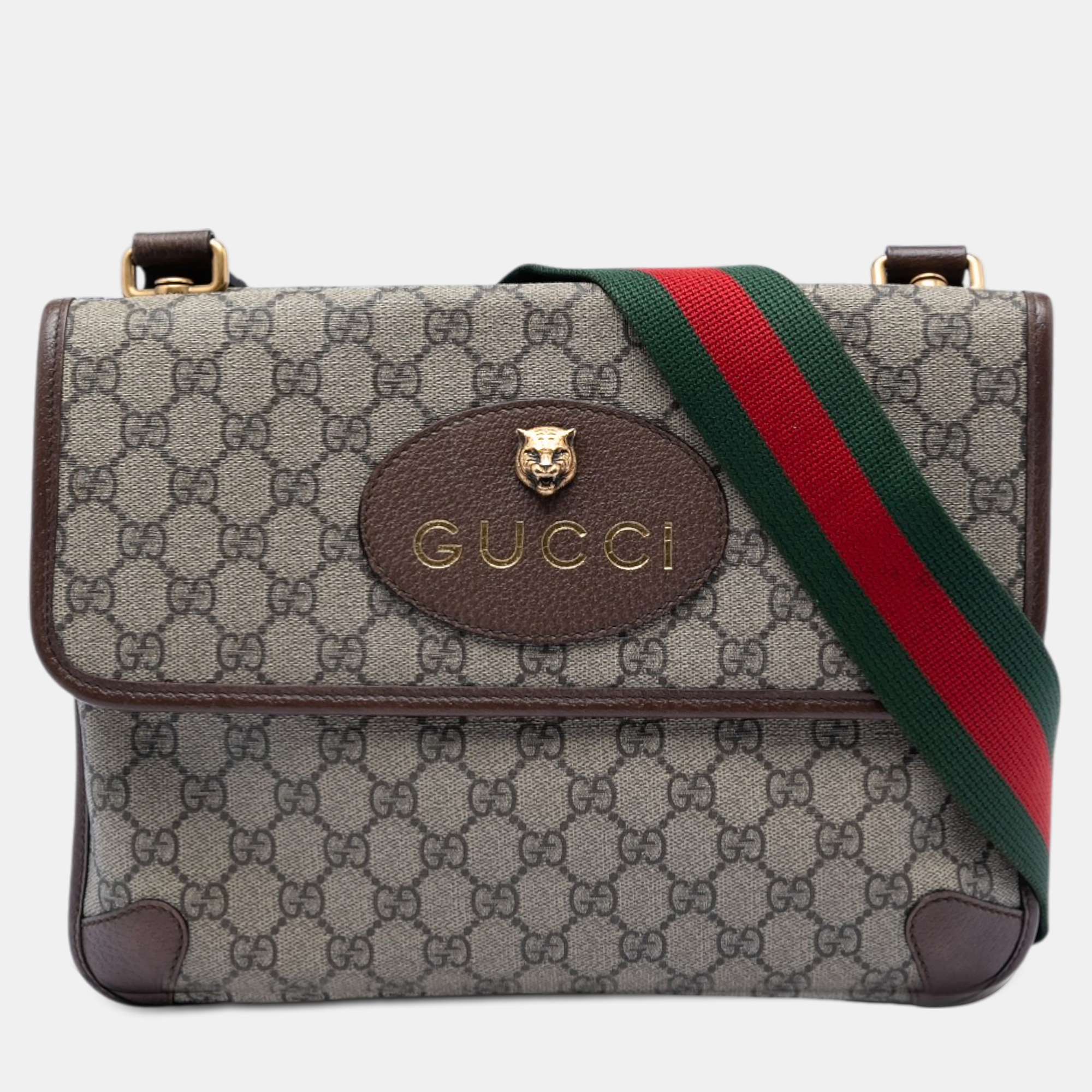 Gucci Beige Medium GG Supreme Web Neo Vintage Double Flap Messenger Bag