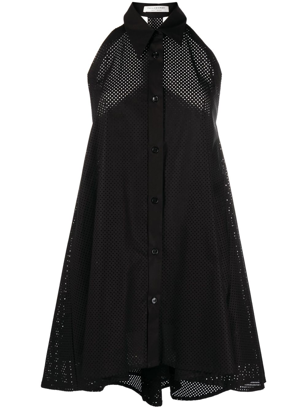 Sleeveless shirt minidress - Black