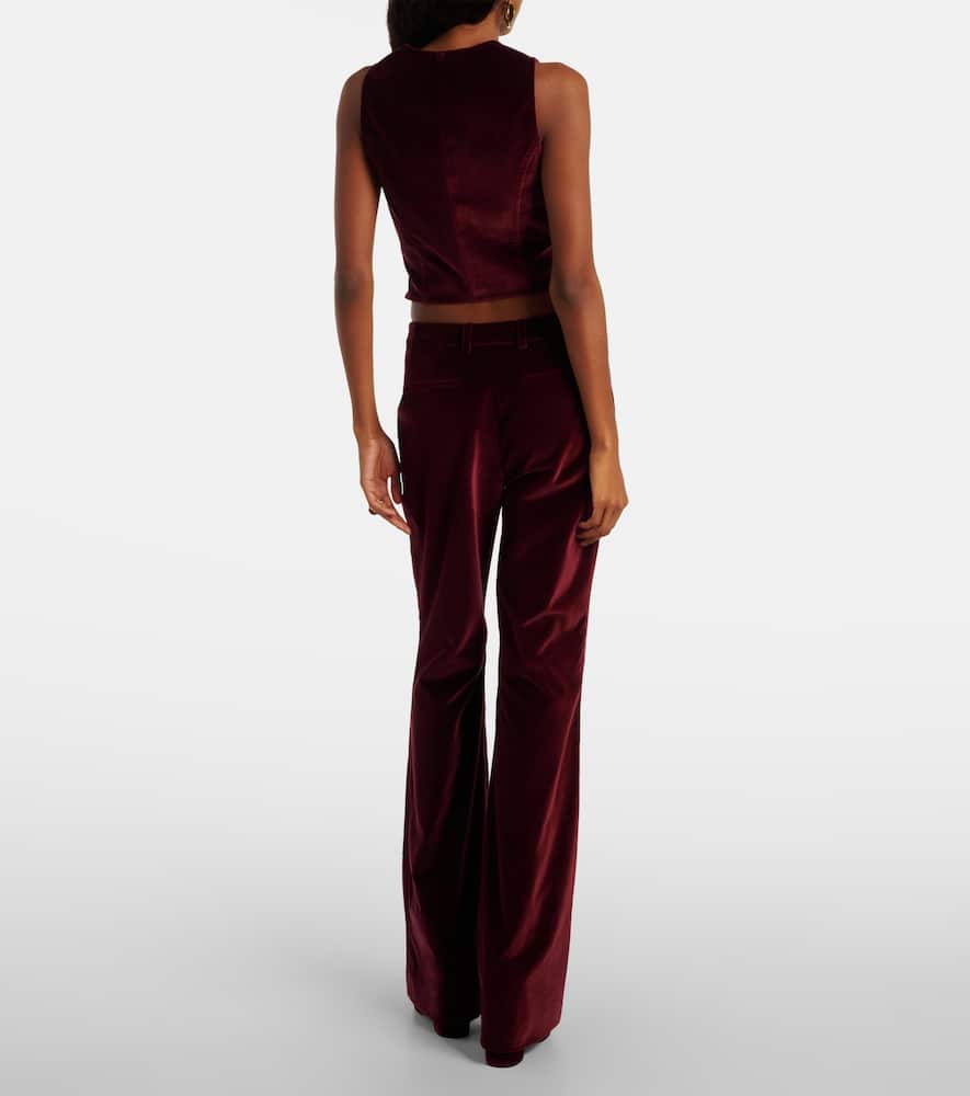 Mid-rise cotton velvet flared pants