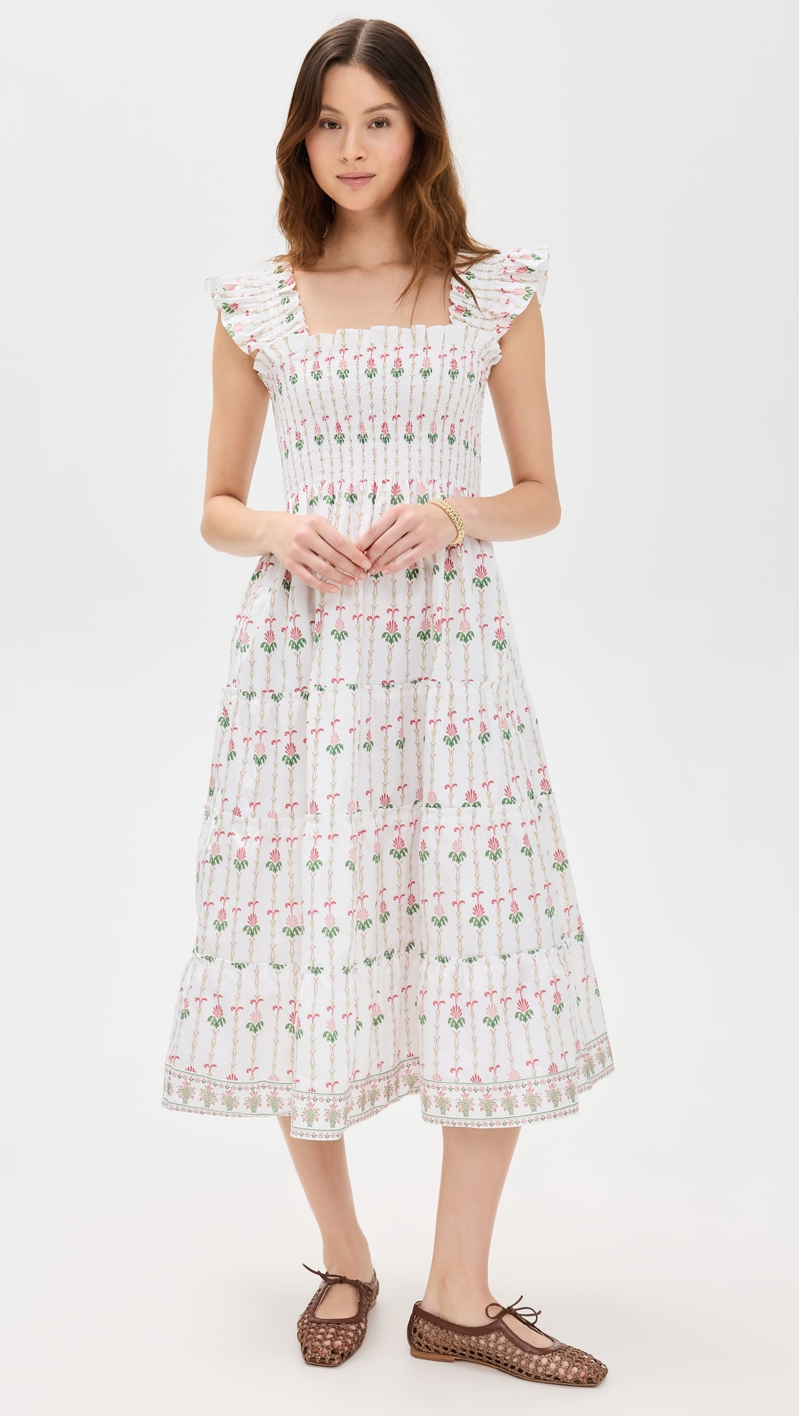 Hill House Home The Ellie Nap Dress Trailing Fern/White Multi