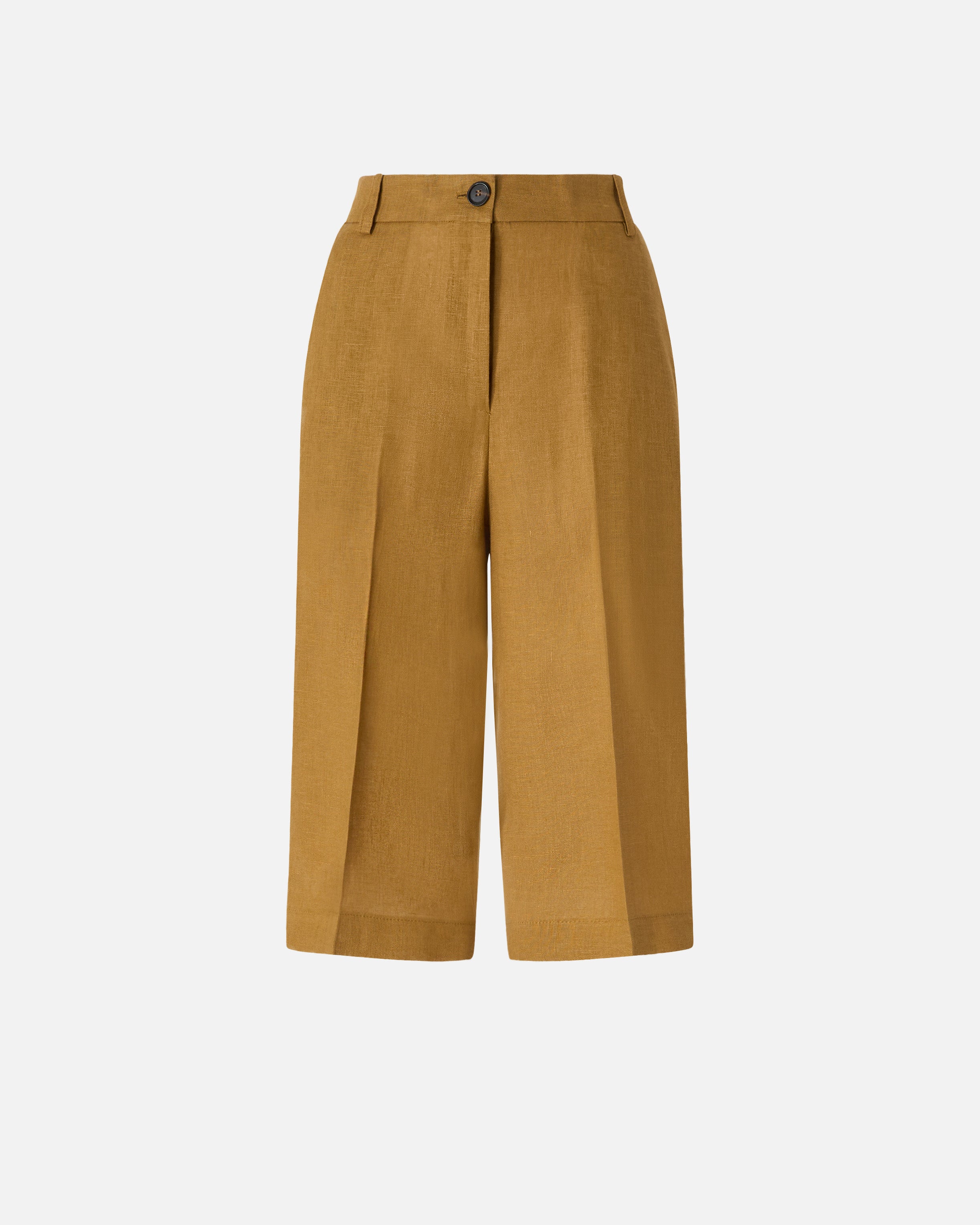 Linen Bermuda shorts with pressed pleat detail - 36