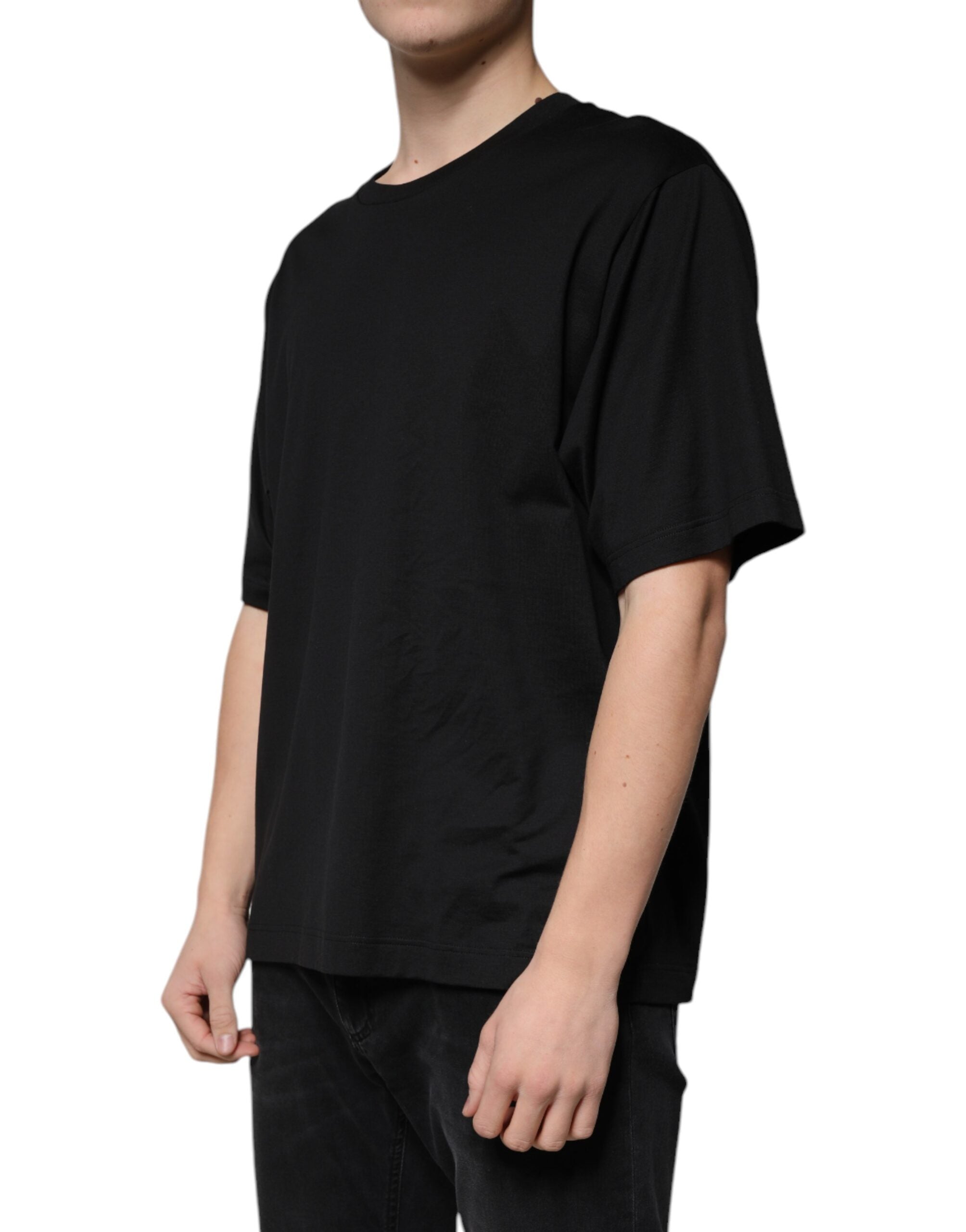 Cotton Crew Neck T-Shirt — Black