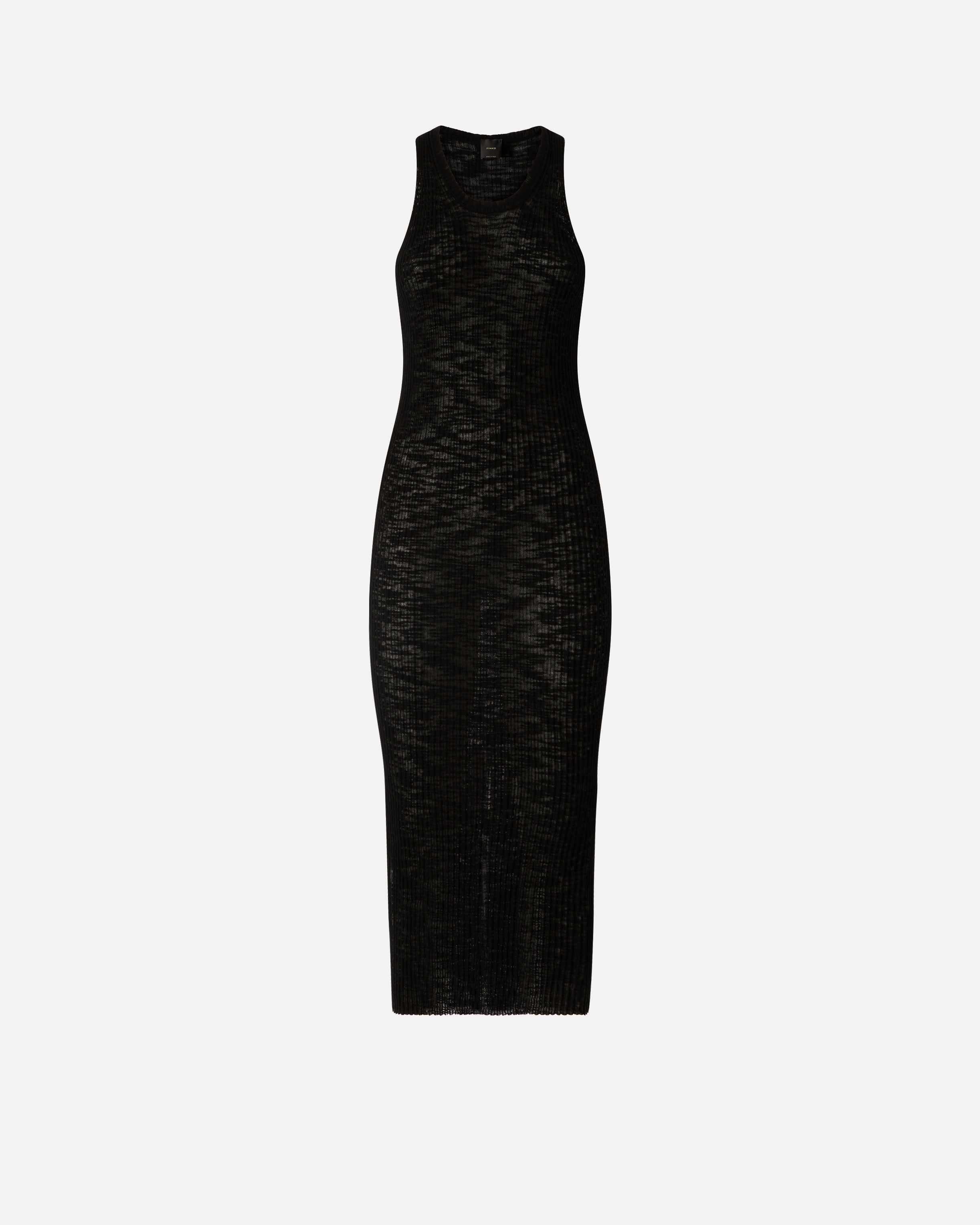 Ribbed slim-fit midi dress with rips - L