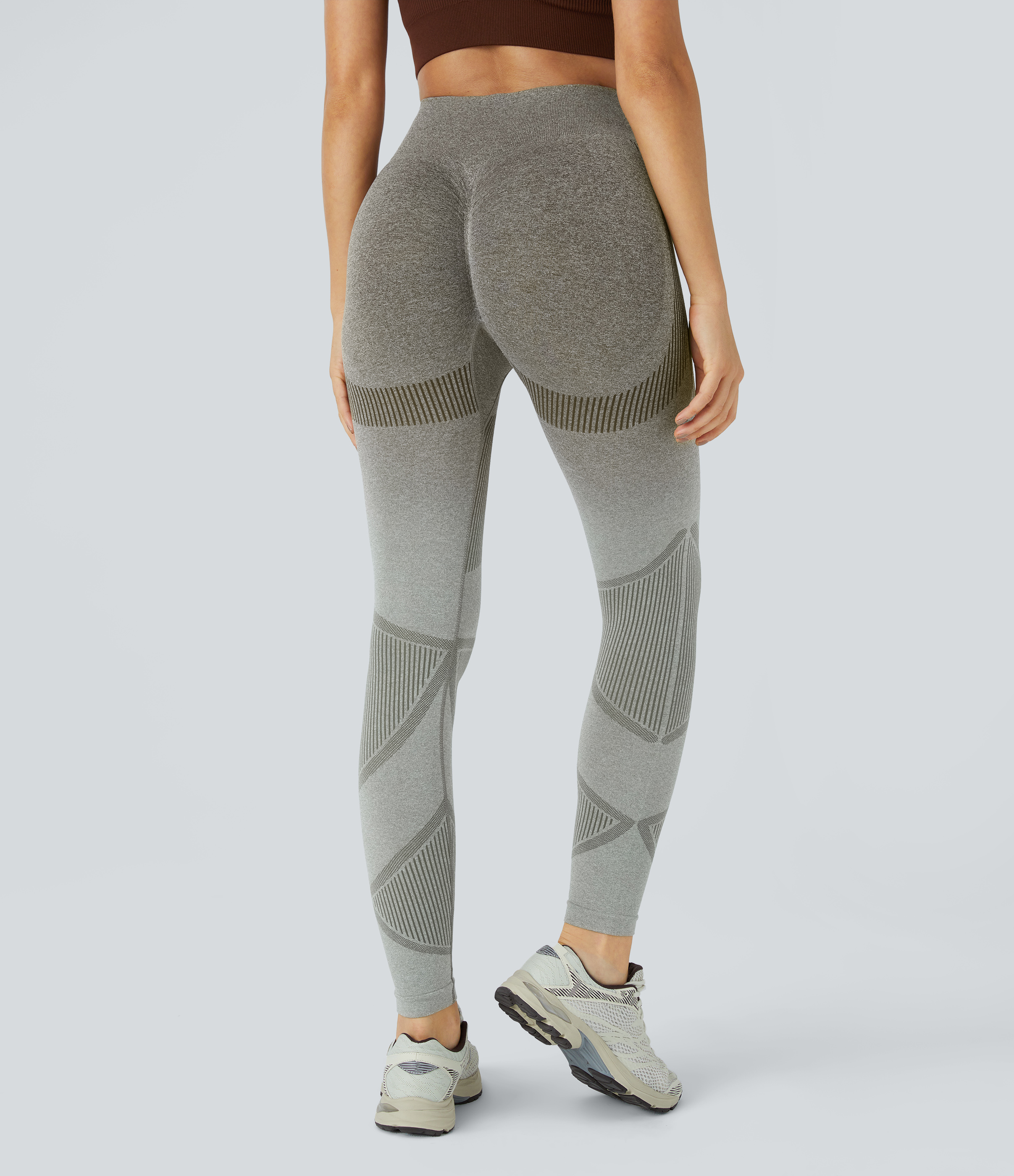 Halara OneForm Seamless Flow High Waisted Gradient Running Leggings - Brown Green Gradient