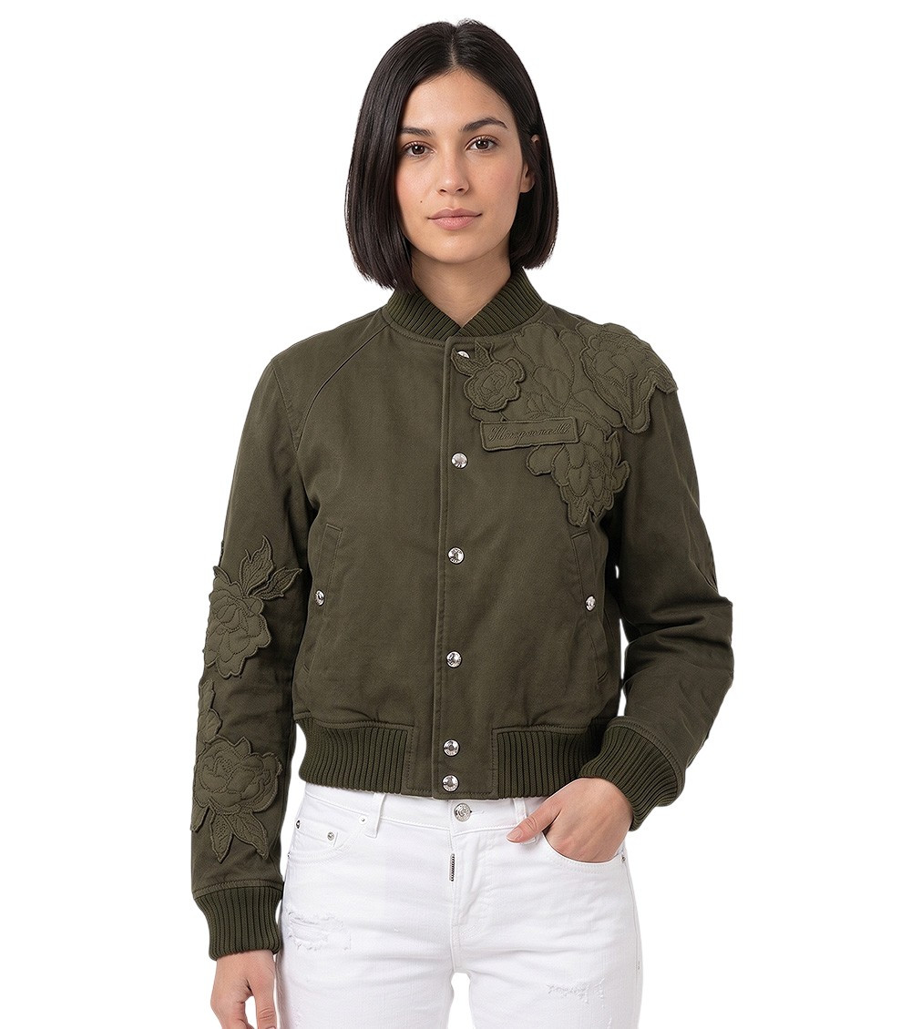 Dark Green Mandarin Collar Jacket
