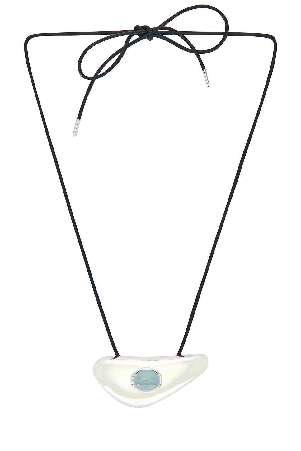 Loren Stewart Modernist Cord Pendant Necklace in Sterling Silver & Blue Topaz - Metallic Silver. a