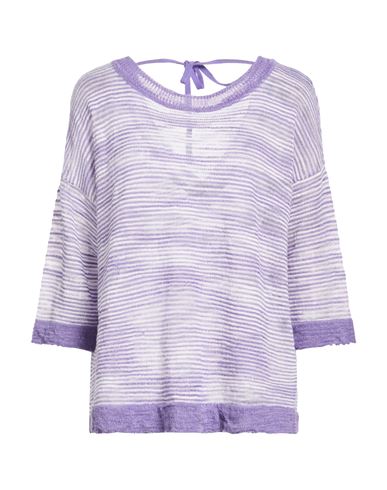 Woman Sweater Purple Size 6 Linen, Polyester