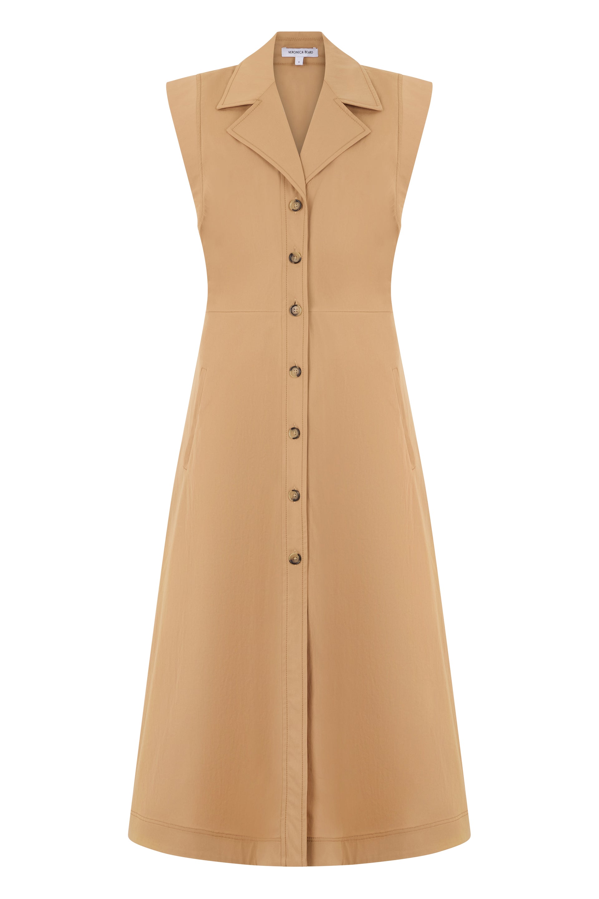 Cotton-Blend Midi Dress — Beige