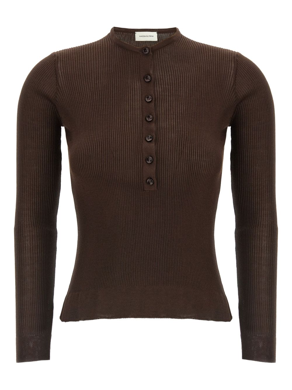 Ribbed silk sweater - Brown