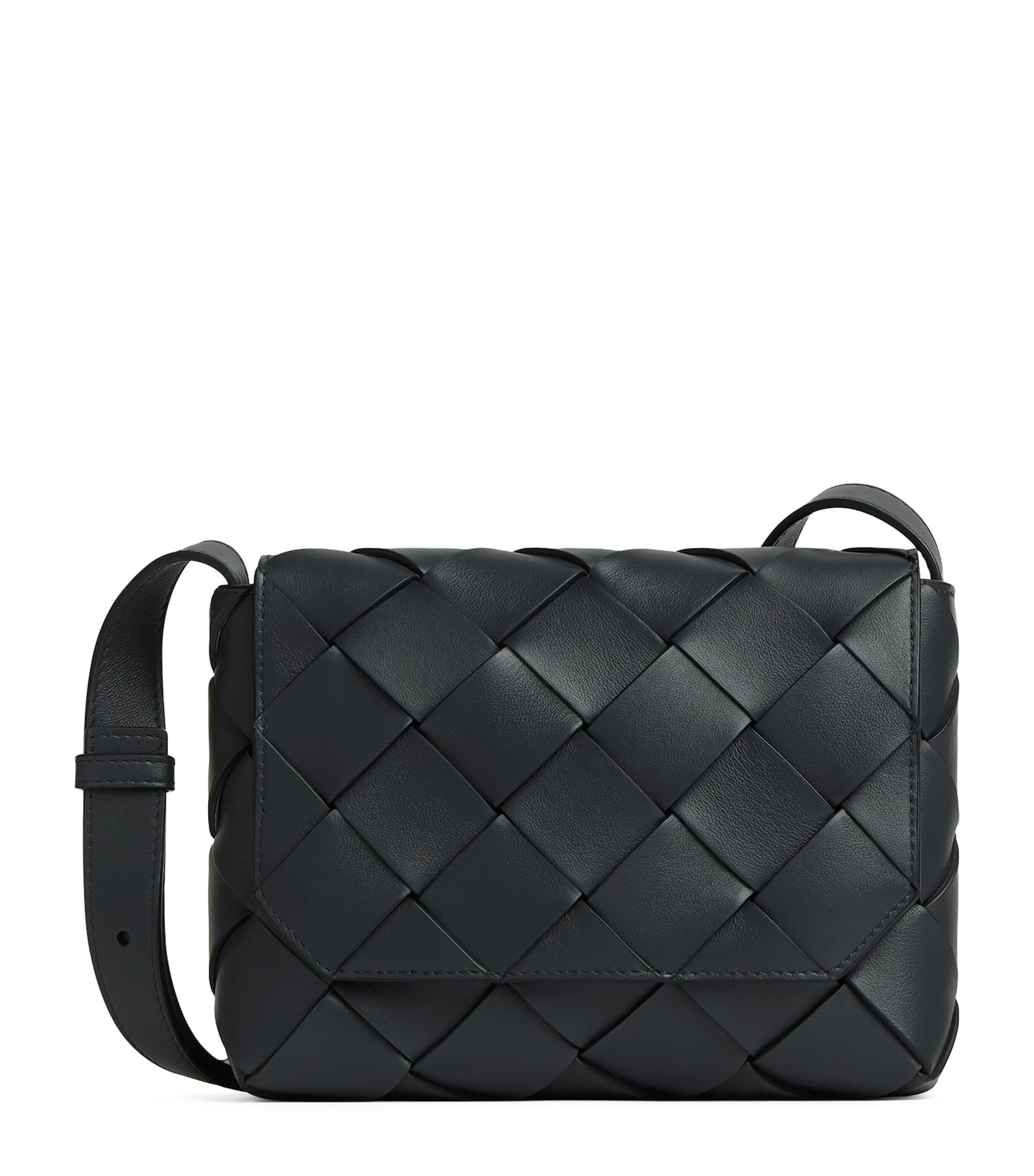Leather Intreccio Diago Cross-Body Bag