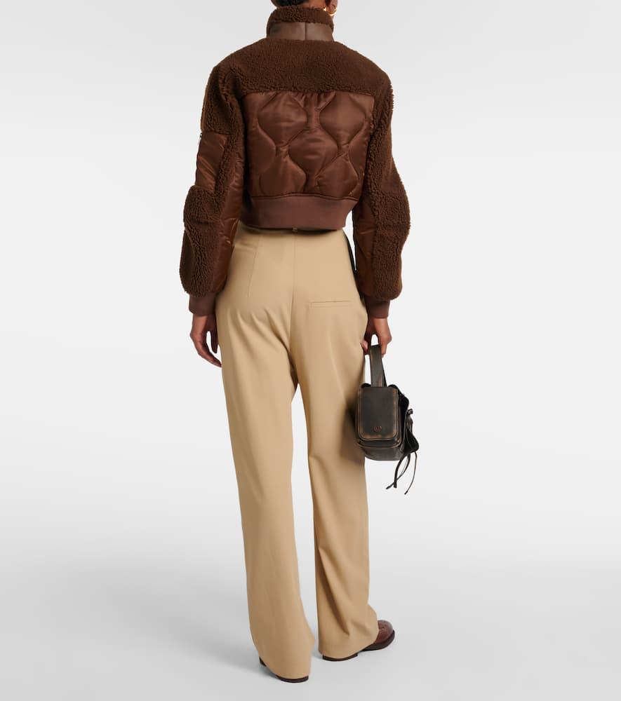 Quilted shearling bomber jacket