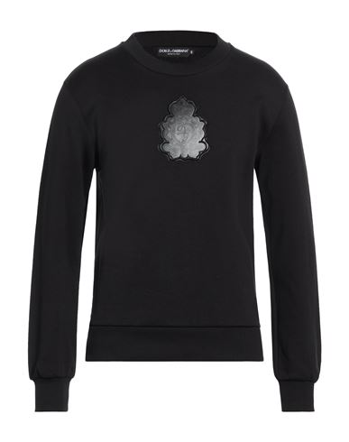 Man Sweatshirt Black Size 40 Cotton