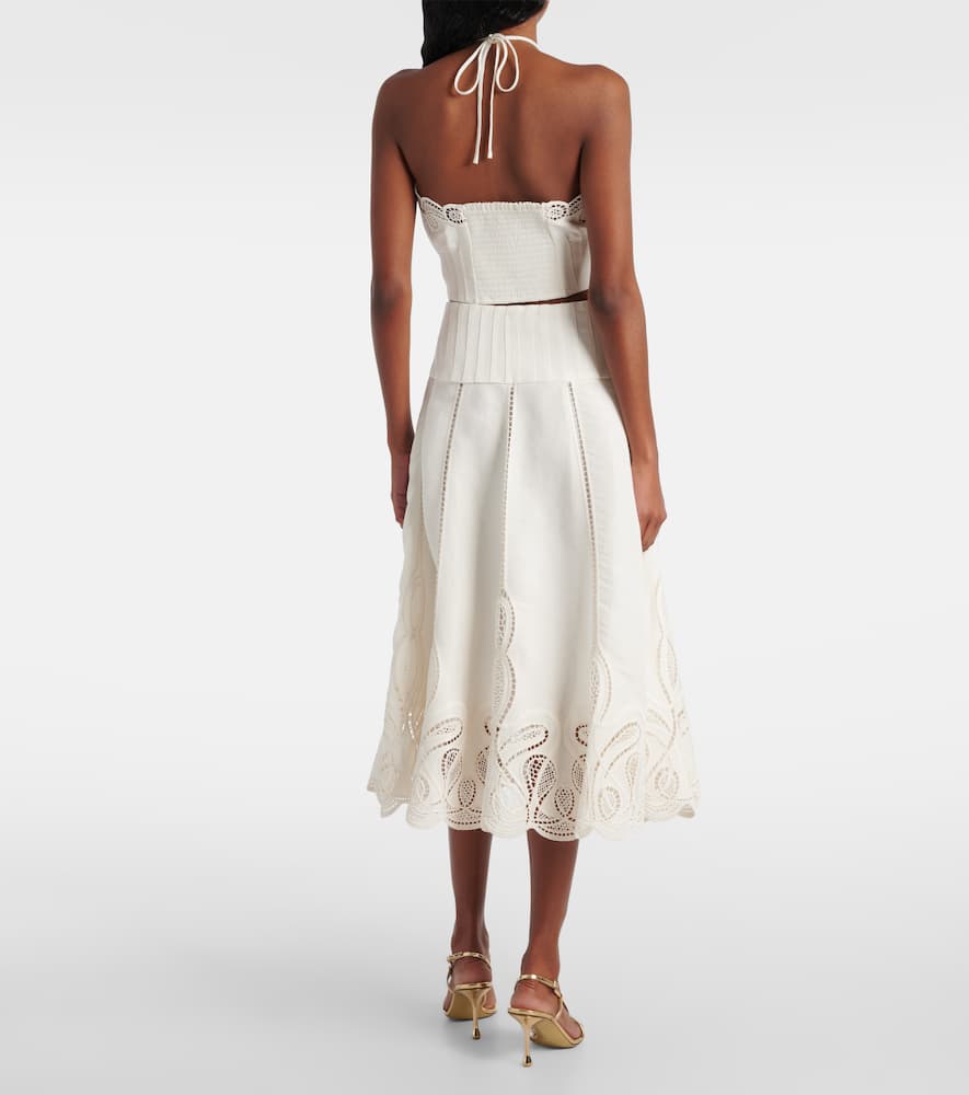 Kaius lace-trimmed line-blend midi skirt