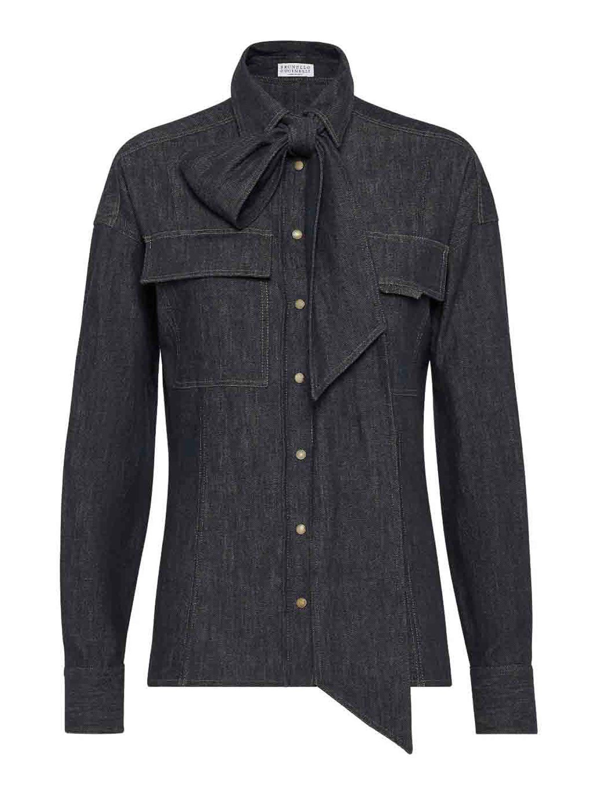 Pussy-bow shirt - Blue
