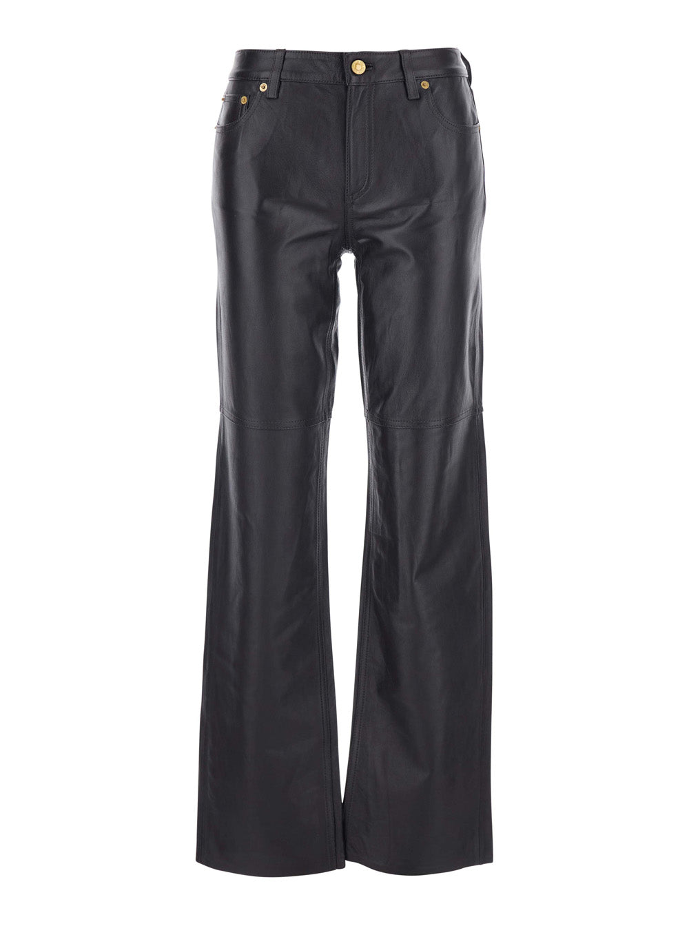 Leather Belt Loop Lamb Trousers — Black