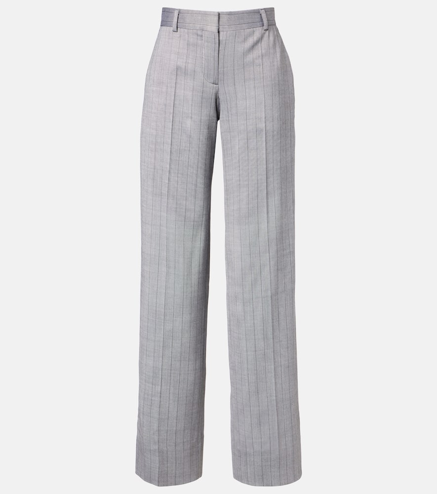 Striped wool wide-leg pants
