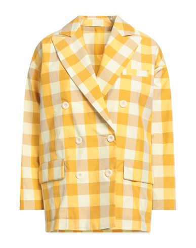 Woman Blazer Yellow Size 2 Cotton, Polyester