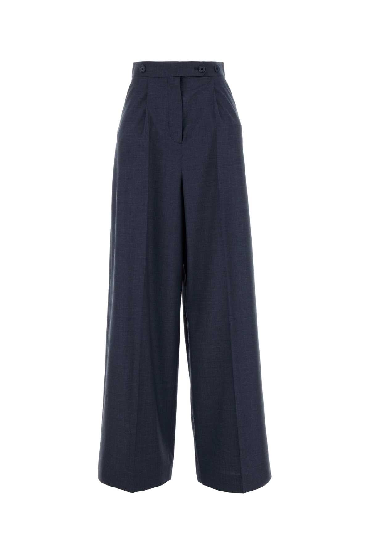 100% Wool Trousers — Navy