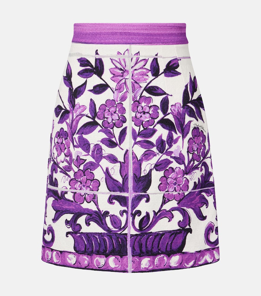Majolica cotton and linen-blend miniskirt