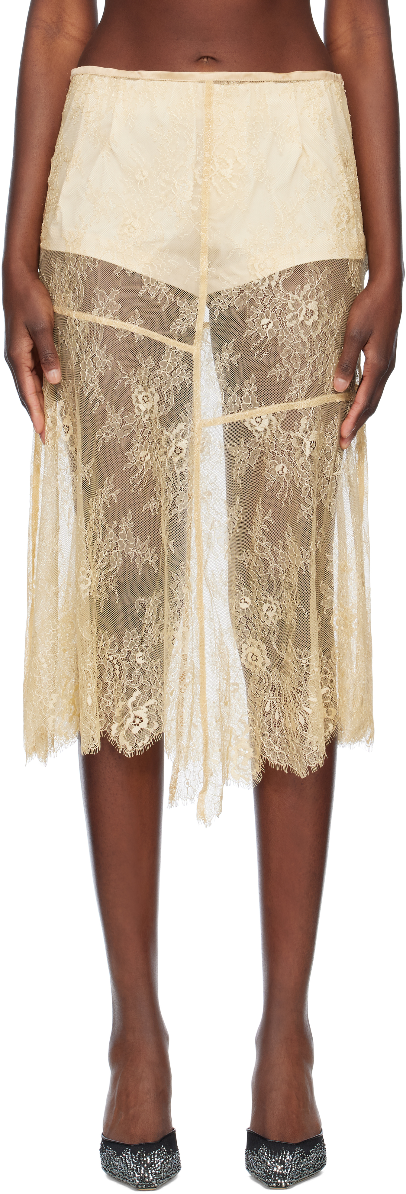 Stand Studio Beige Mathilde Midi Skirt