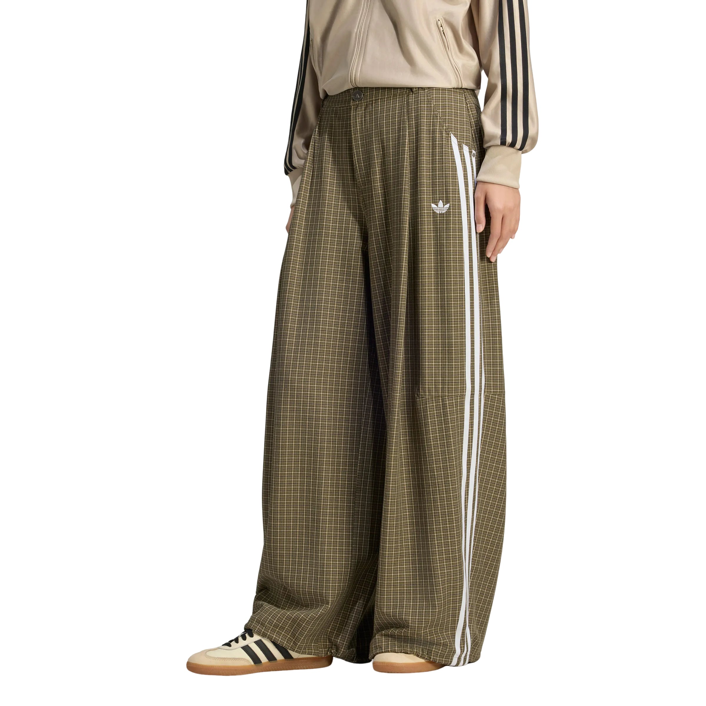 (WMNS) Checks Loose Pants Asia SIzing 'Olive Strata Wonder Beige Aurora Coffee'
