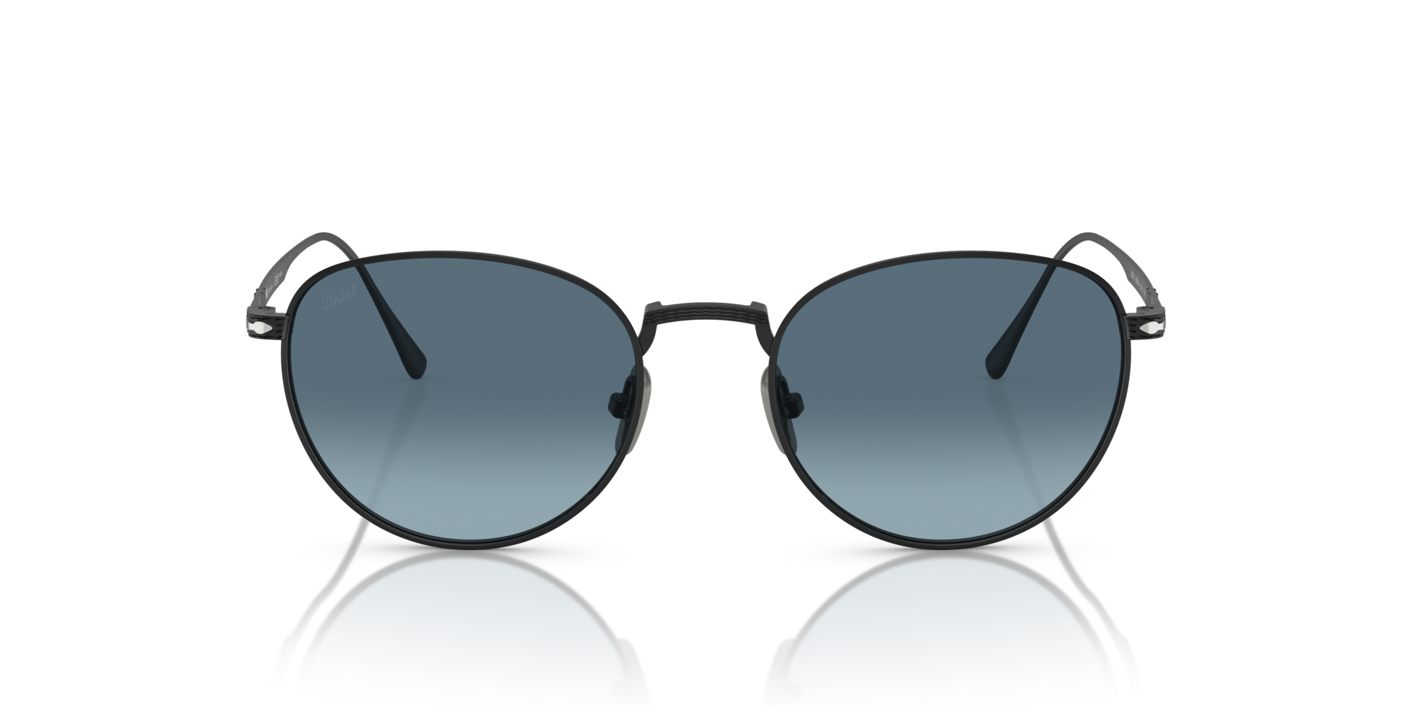 Persol Man PO5002ST 8004Q8 Zonnebrillen Titanium Zwart Blauw Pantos Normaal Gearceerd